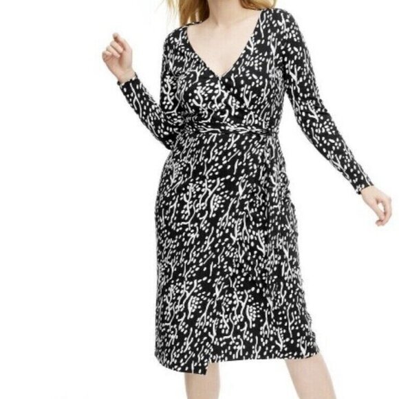 Diane Von Furstenberg Target Black White Midi Wrap Dress Sea Spots Size XS - Picture 2 of 6